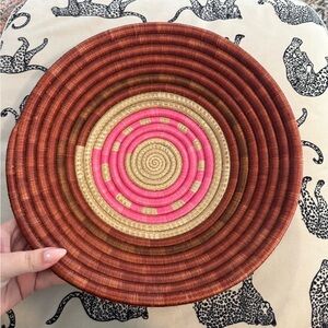 Handwoven Raffia hanging Wall Basket